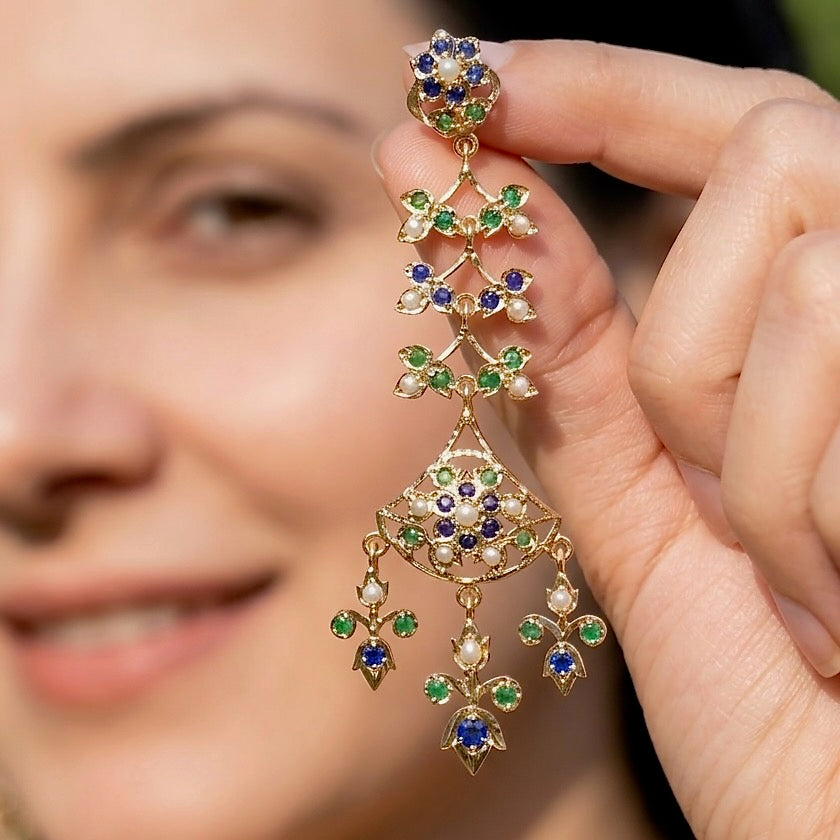 Indo Western Wear Danglers for Women | Gold Plated Silver Jewelry ER 592