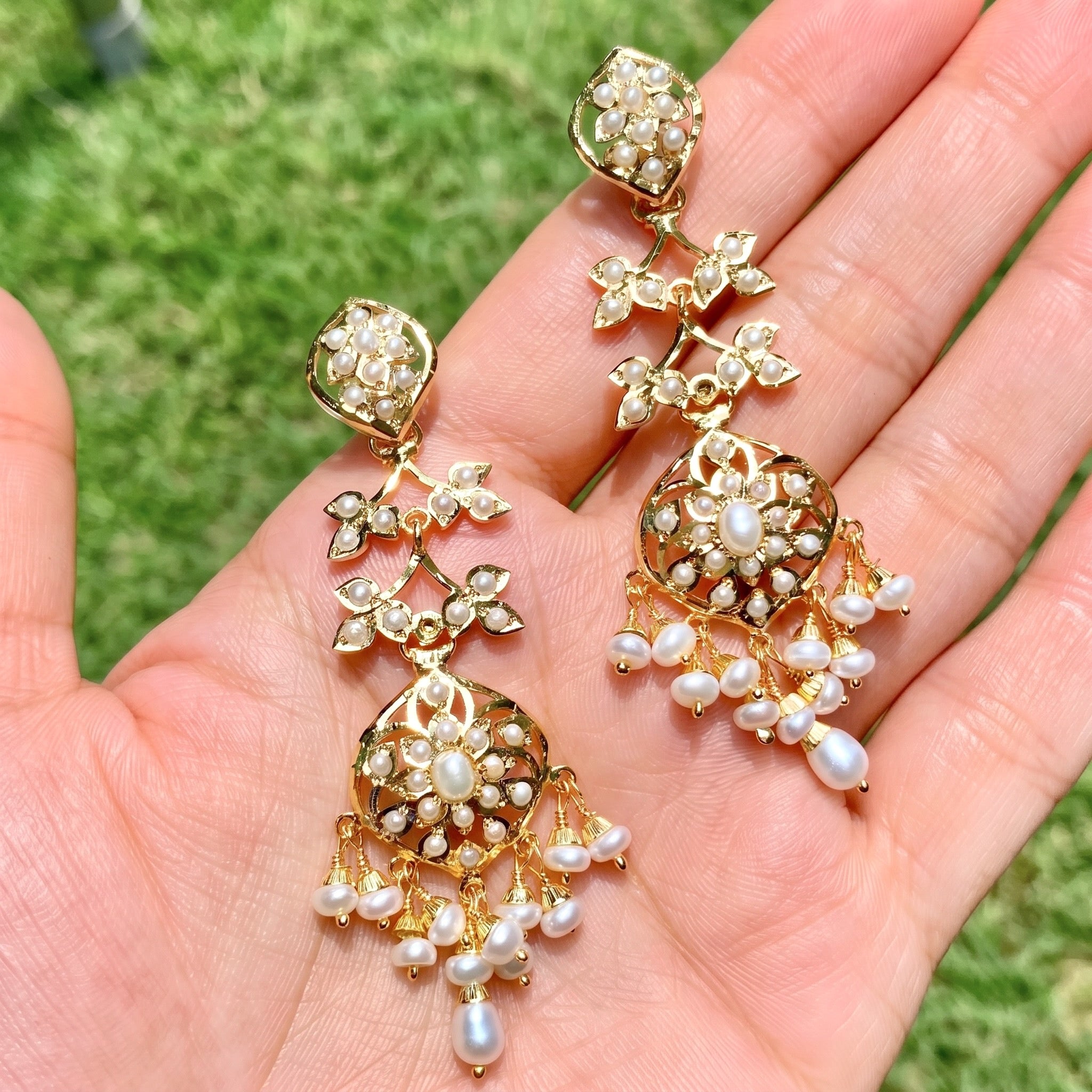 Delicate Pearl Earrings | Gold Plated on Silver Jewelry Online ER 598