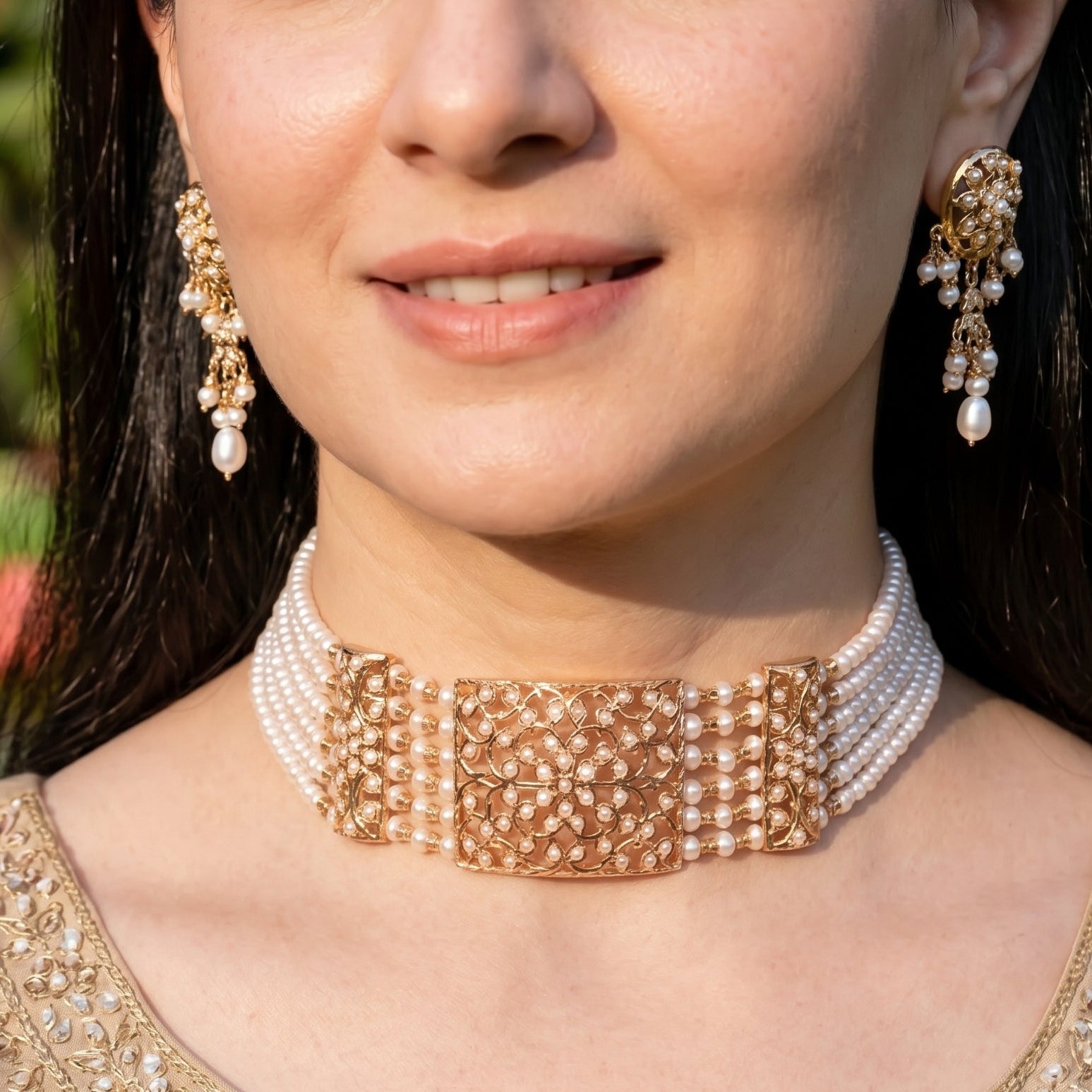 Classic Pearl Choker Set | Real Freshwater Pearls NS 428