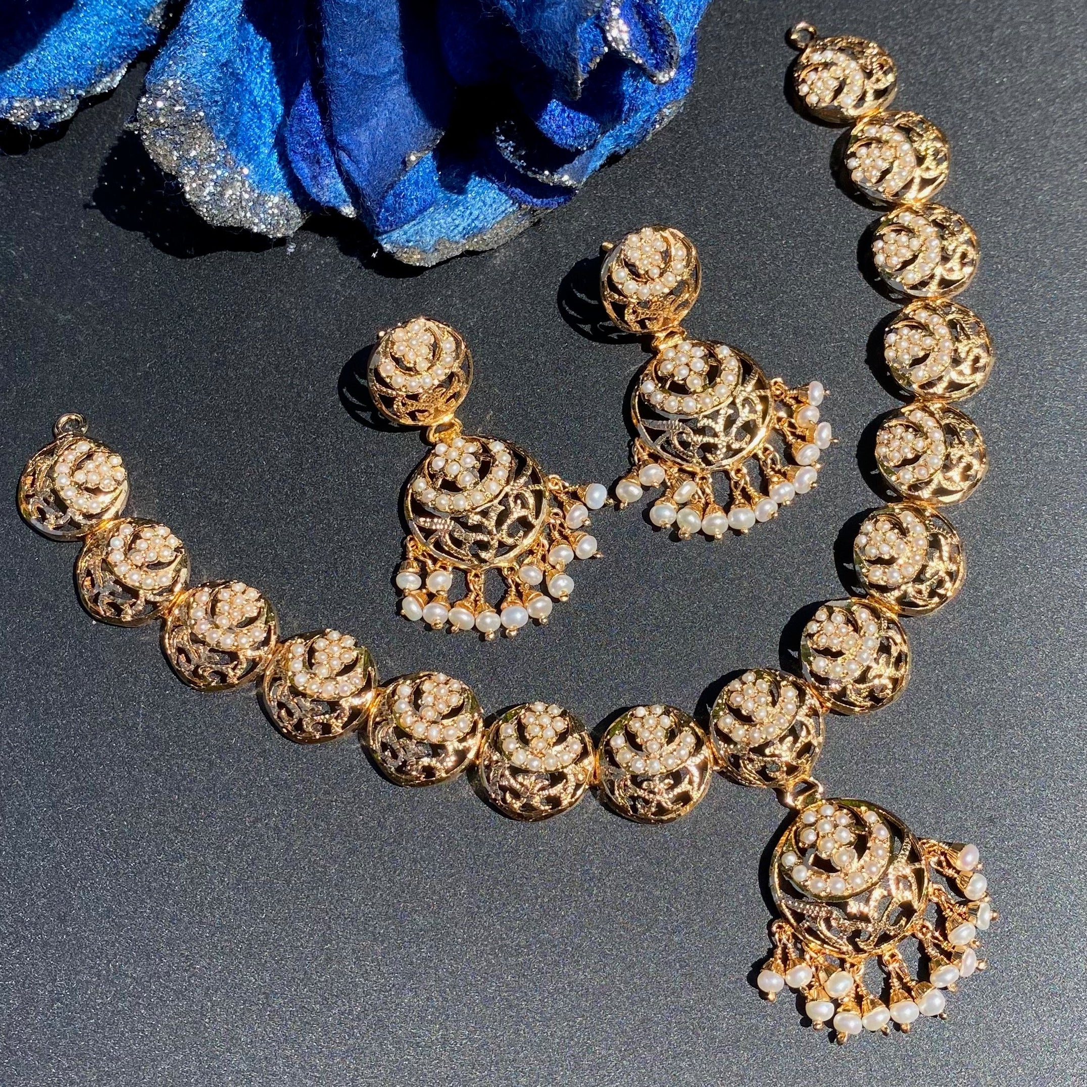 Delicate Pearl Necklace Set | Gold Plated on Sterling Silver Base NS 424