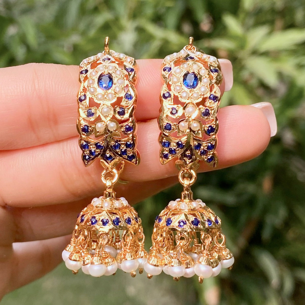 gold plated jadau jhumka earrings in bangalore