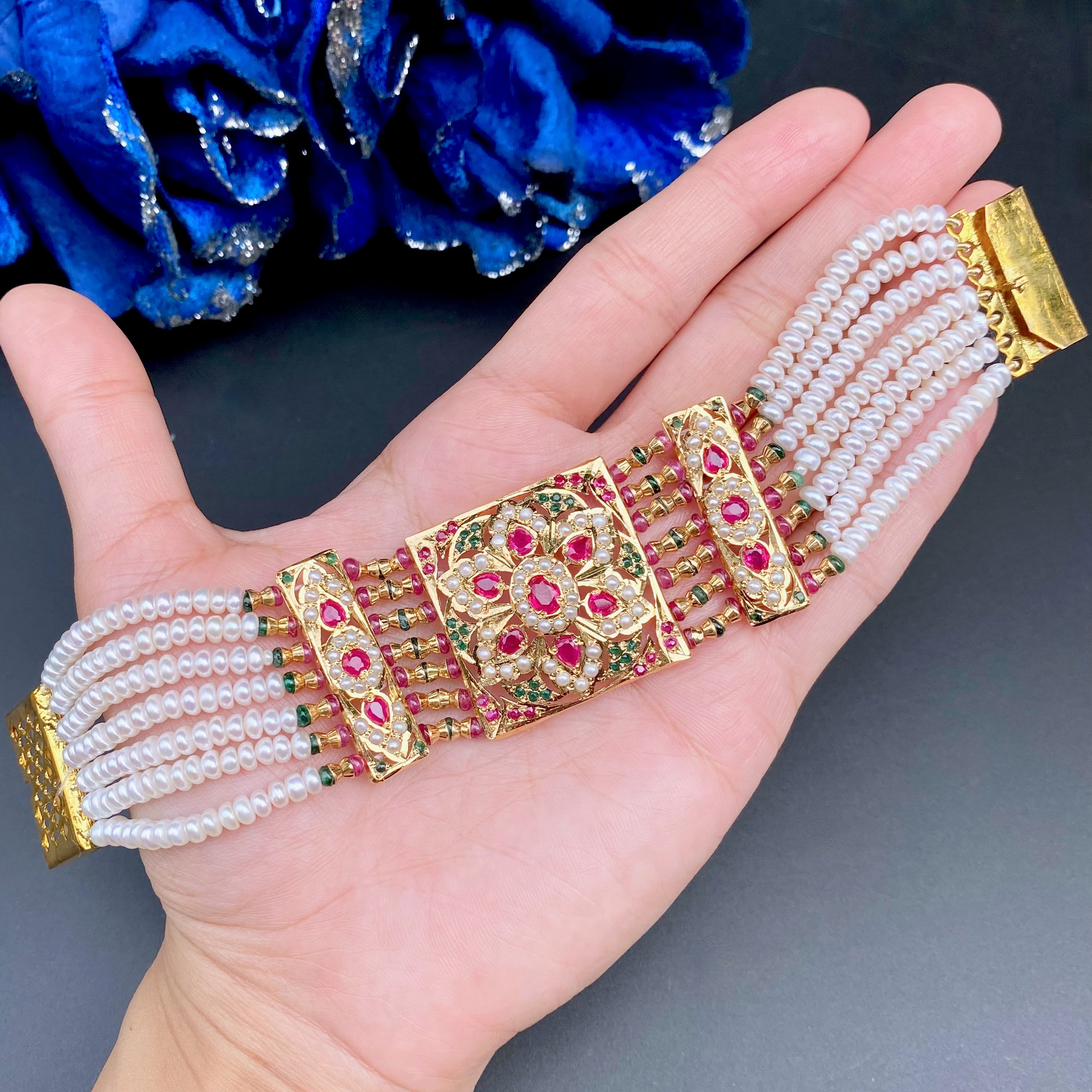 Traditional Rajasthani Dasti on 925 Silver with Gold Plating BG 135