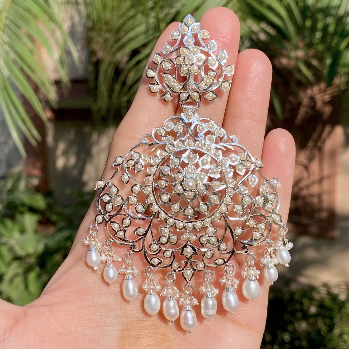 statement oversized pearl drop earrings