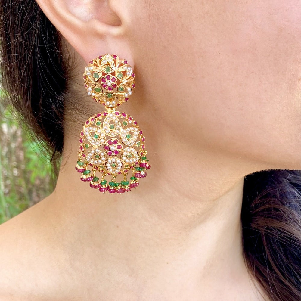 amritsari jadau earrings in 22ct gold