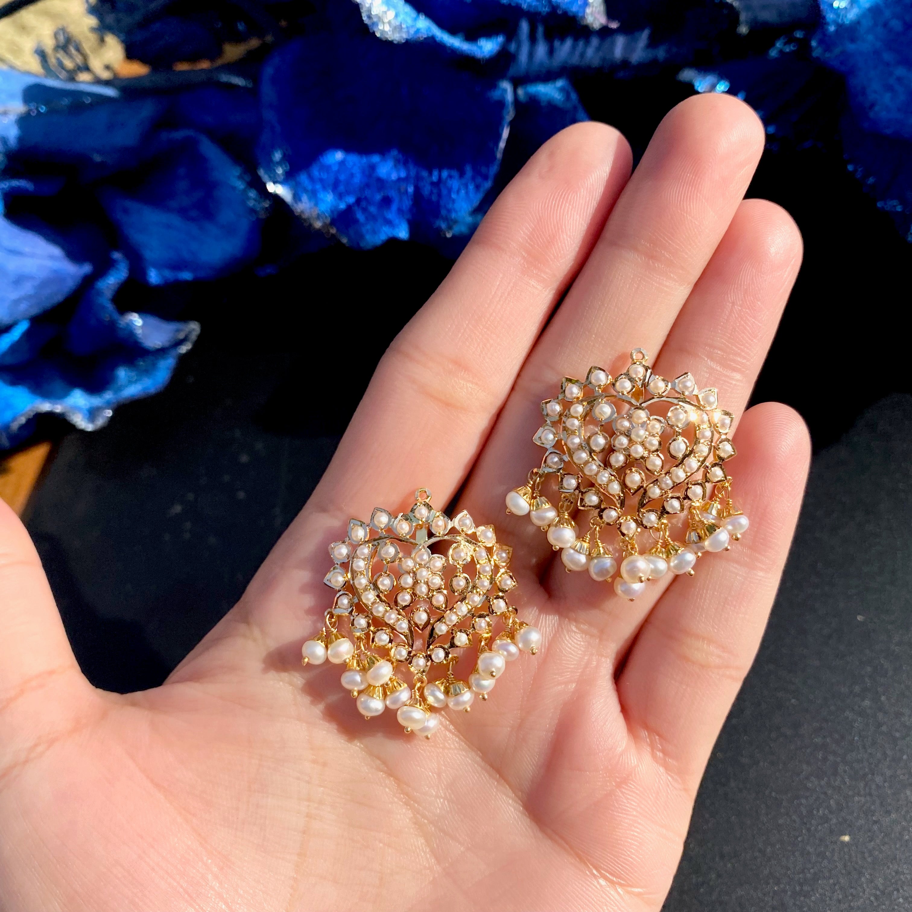 pearl earrings in gold