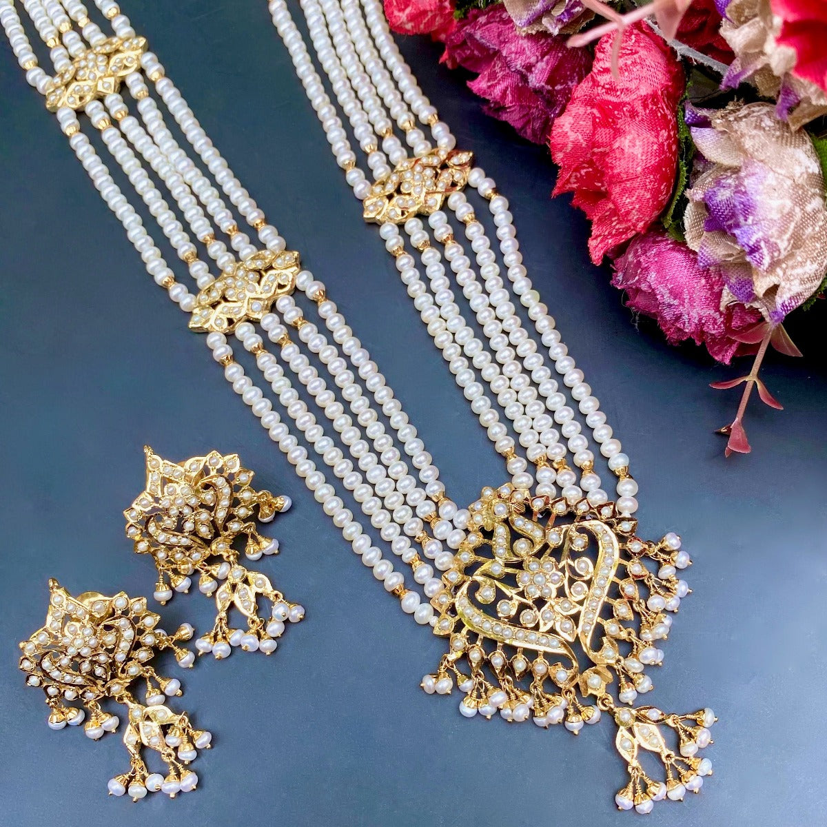 Traditional Jadau Haar | Pearl Rani Haar | Gold Plated Silver | Rudrad