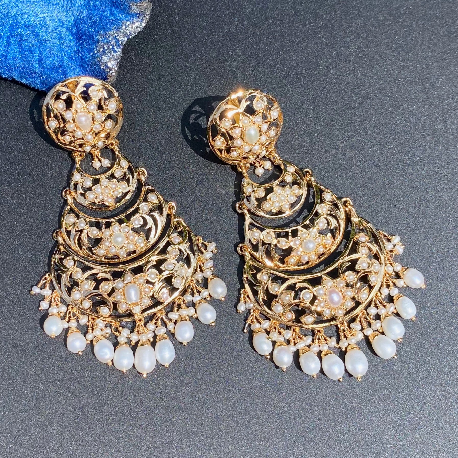 Multi Tier Pearl Earrings for Women | Authentic Freshwater Pearls on 925 Silver ER 626