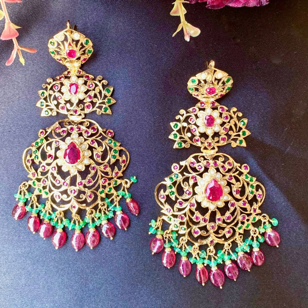 gold plated kundan earrings