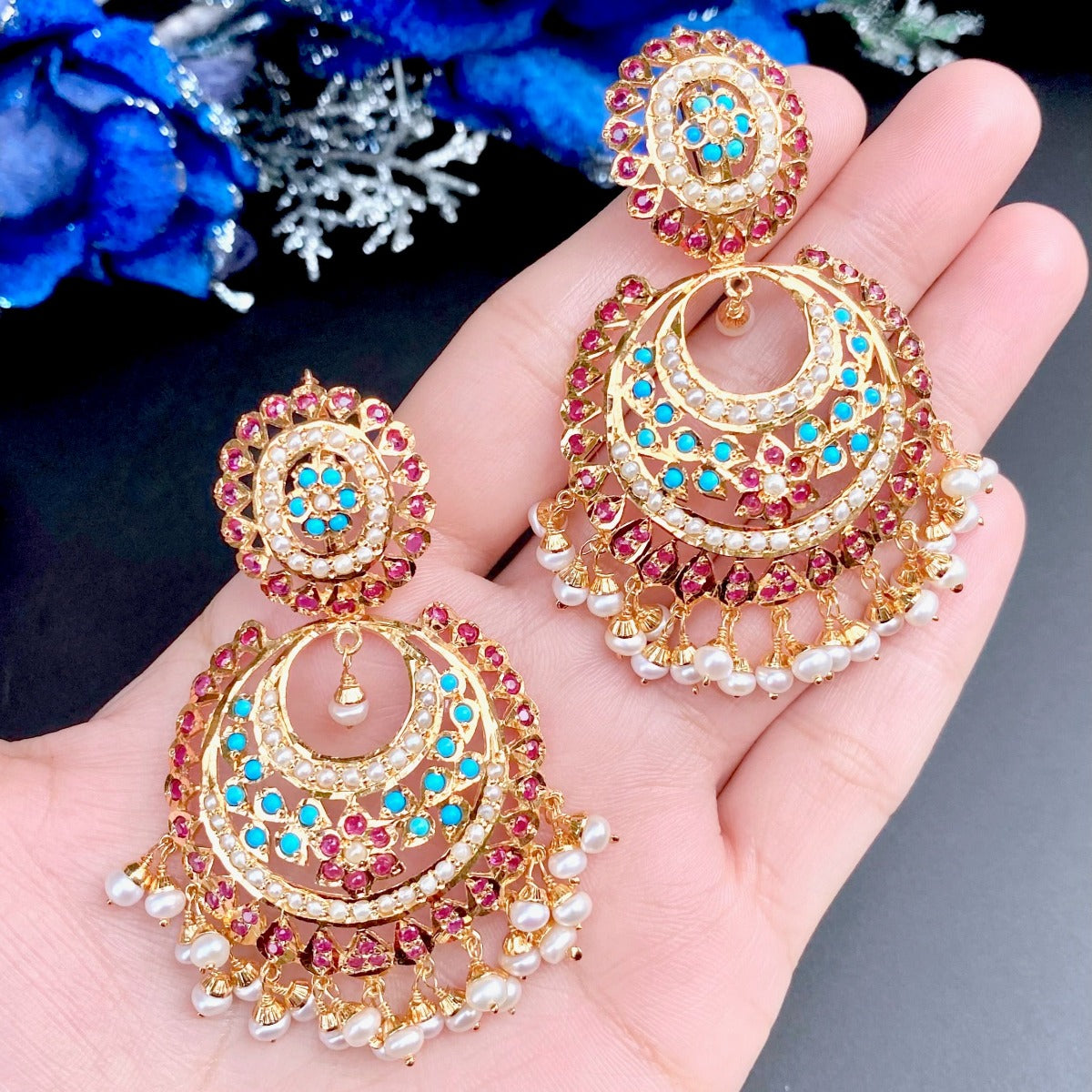 buy gold plated chandbali earrings silver usa