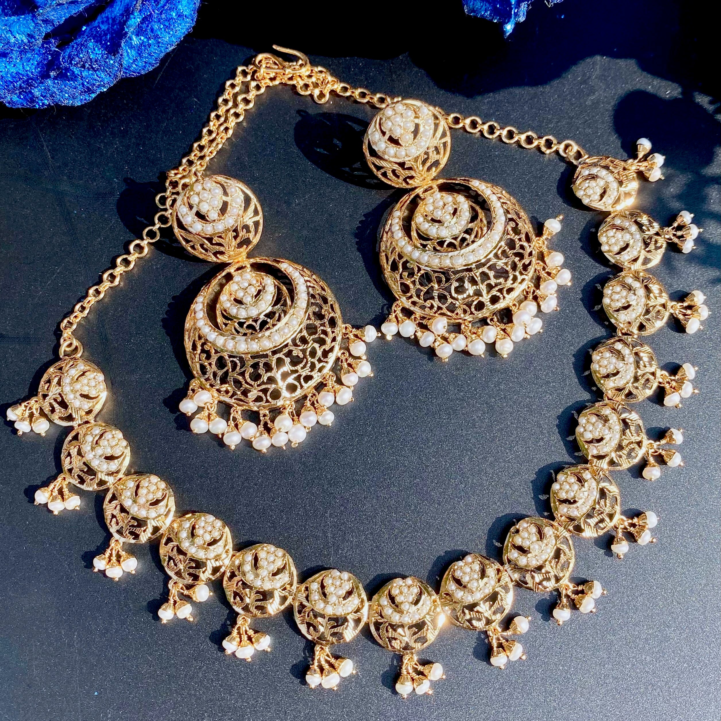 gold plated pearl necklace set in mumbai