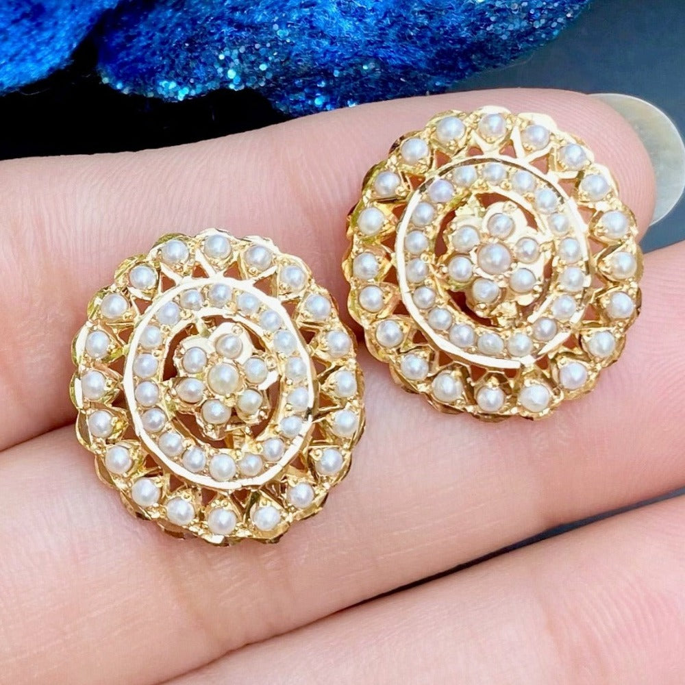 pearl studs on gold for women with price