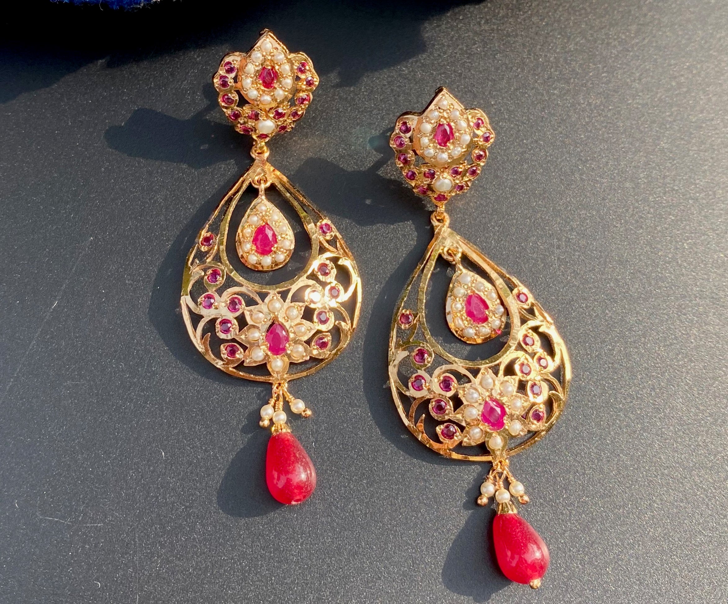 Drop Shaped Chandbali Earrings | Gold Plated Fashion Earrings BER 005