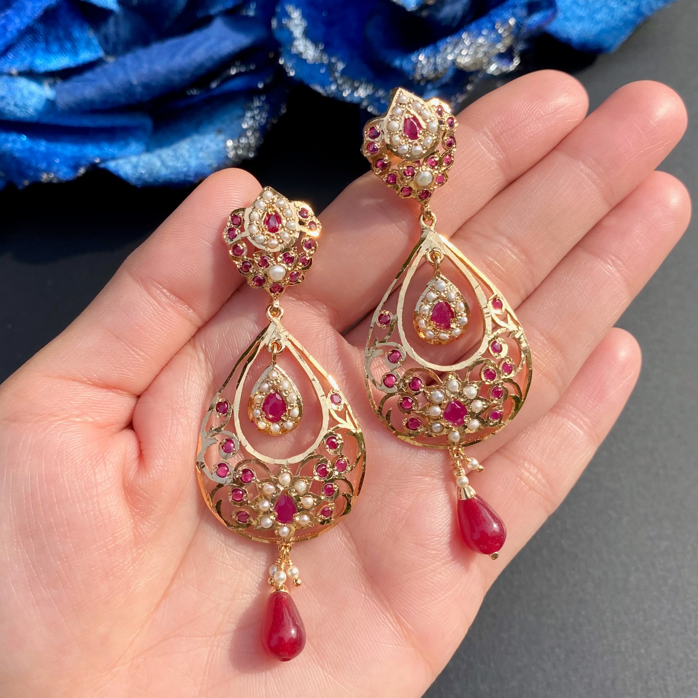 Drop Shaped Chandbali Earrings | Gold Plated Fashion Earrings BER 005