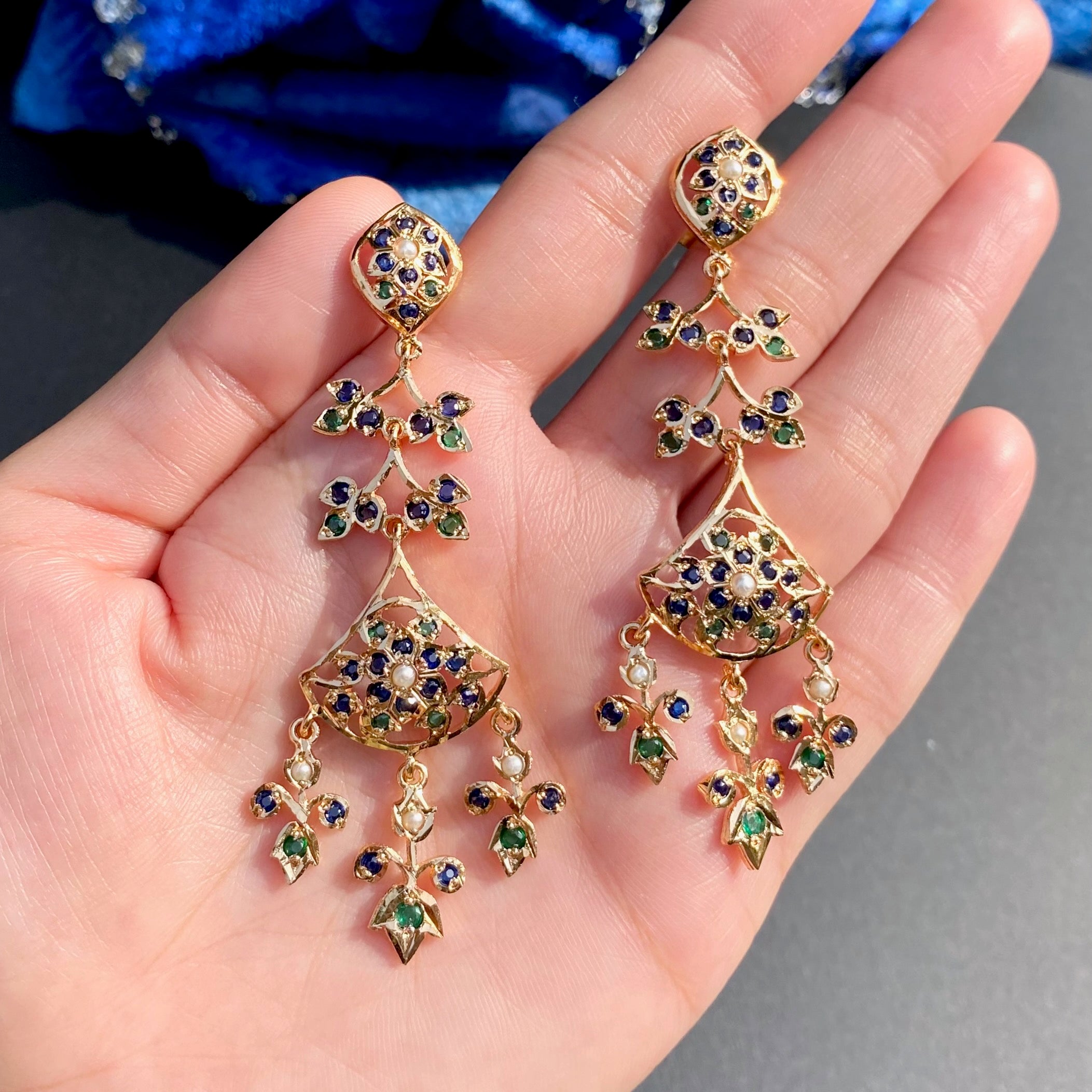 Long Drop & Dangle Earrings | Exquisitely Designed Immitation Jadau Jewelry | BER 018
