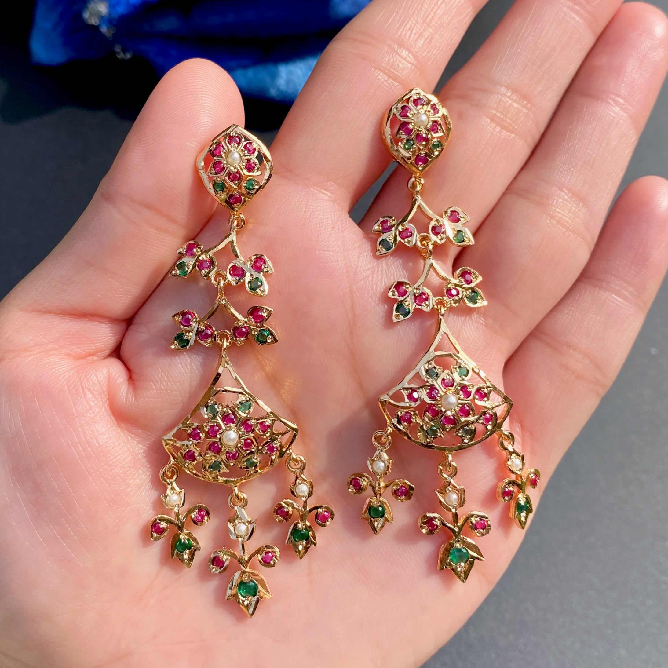 Long Cute Jadau Earrings | BER 017