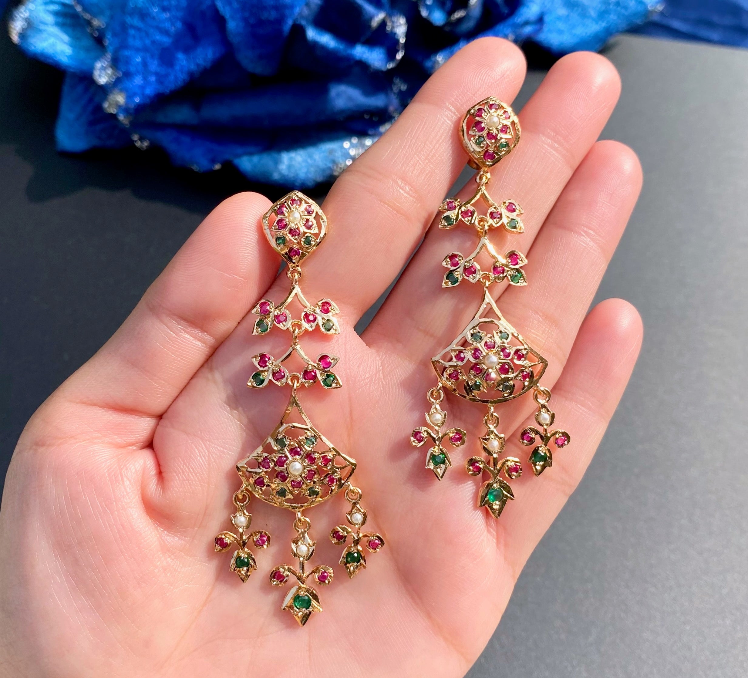 Long Cute Jadau Earrings | BER 017