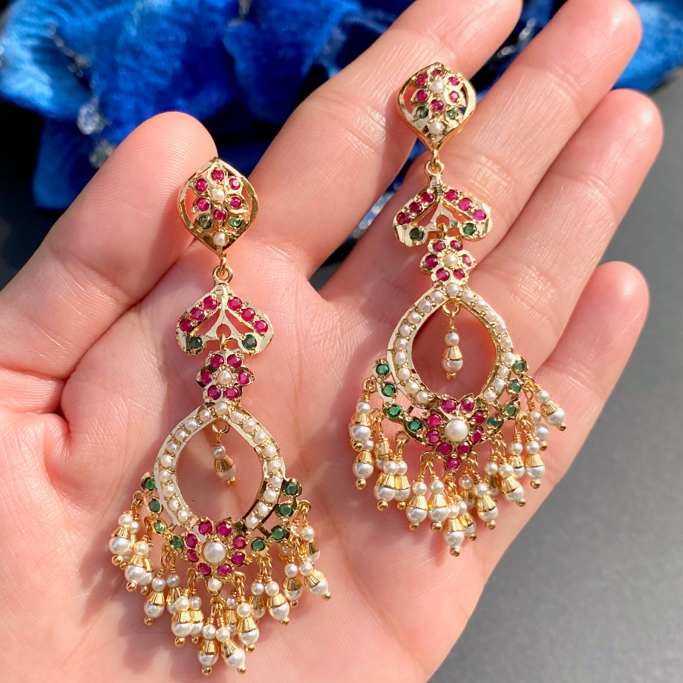 Long Jadau Danglers For Girls | Gold Plated on Brass BER 003