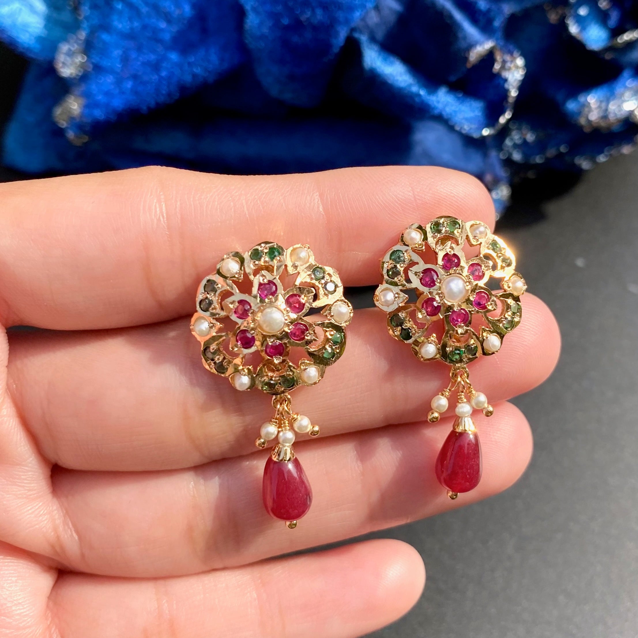 Gold Plated Jadau Tops | Daily Wear Artificial Earrings BER 013