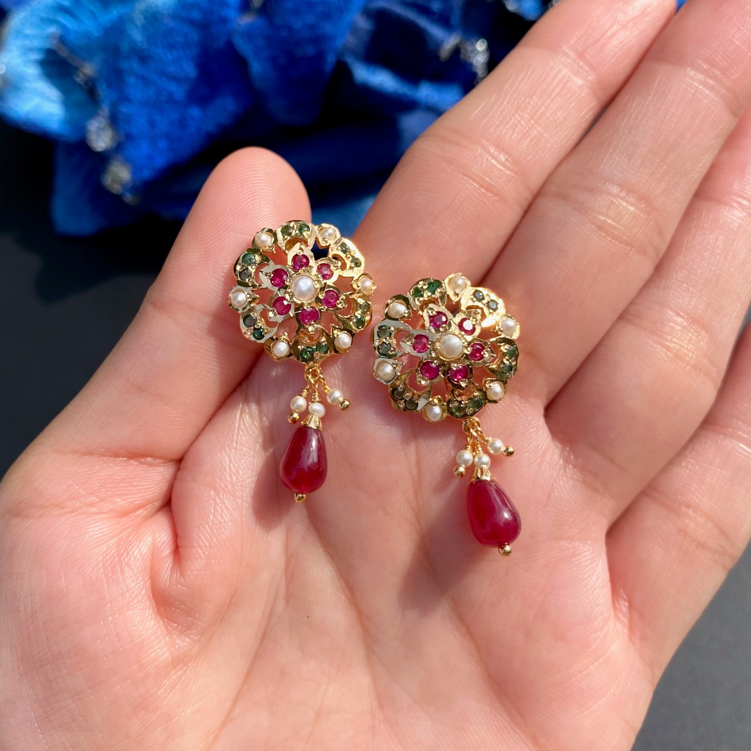 Gold Plated Jadau Tops | Daily Wear Artificial Earrings BER 013