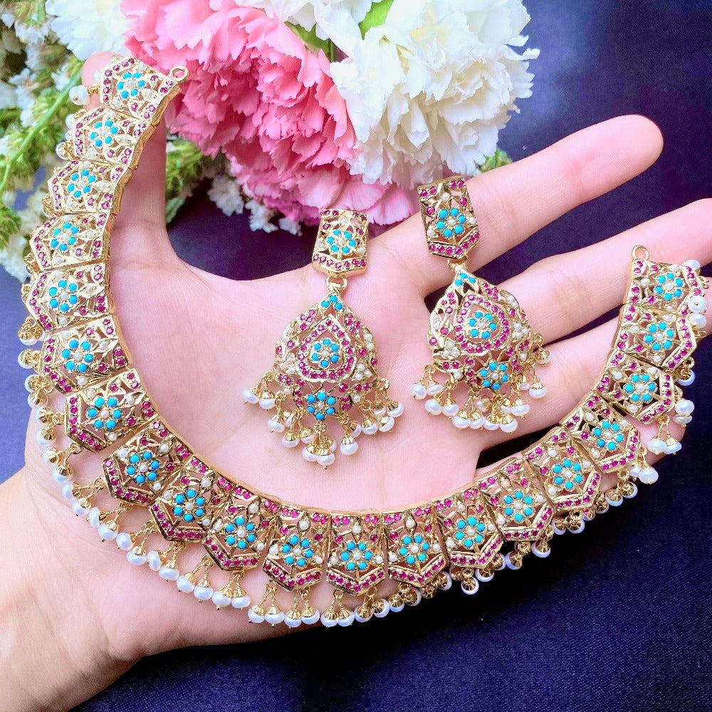 gold plated necklace set punjabi