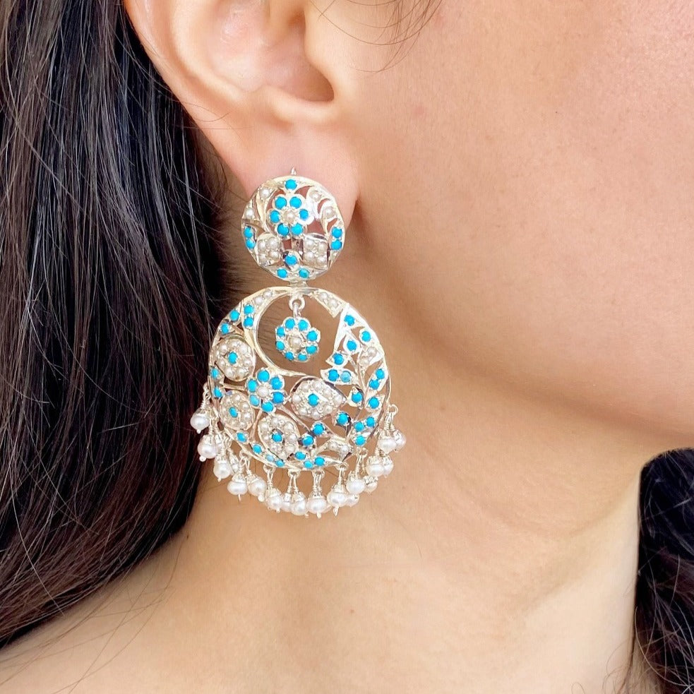 kashmiri chandbali earrings design in jadau