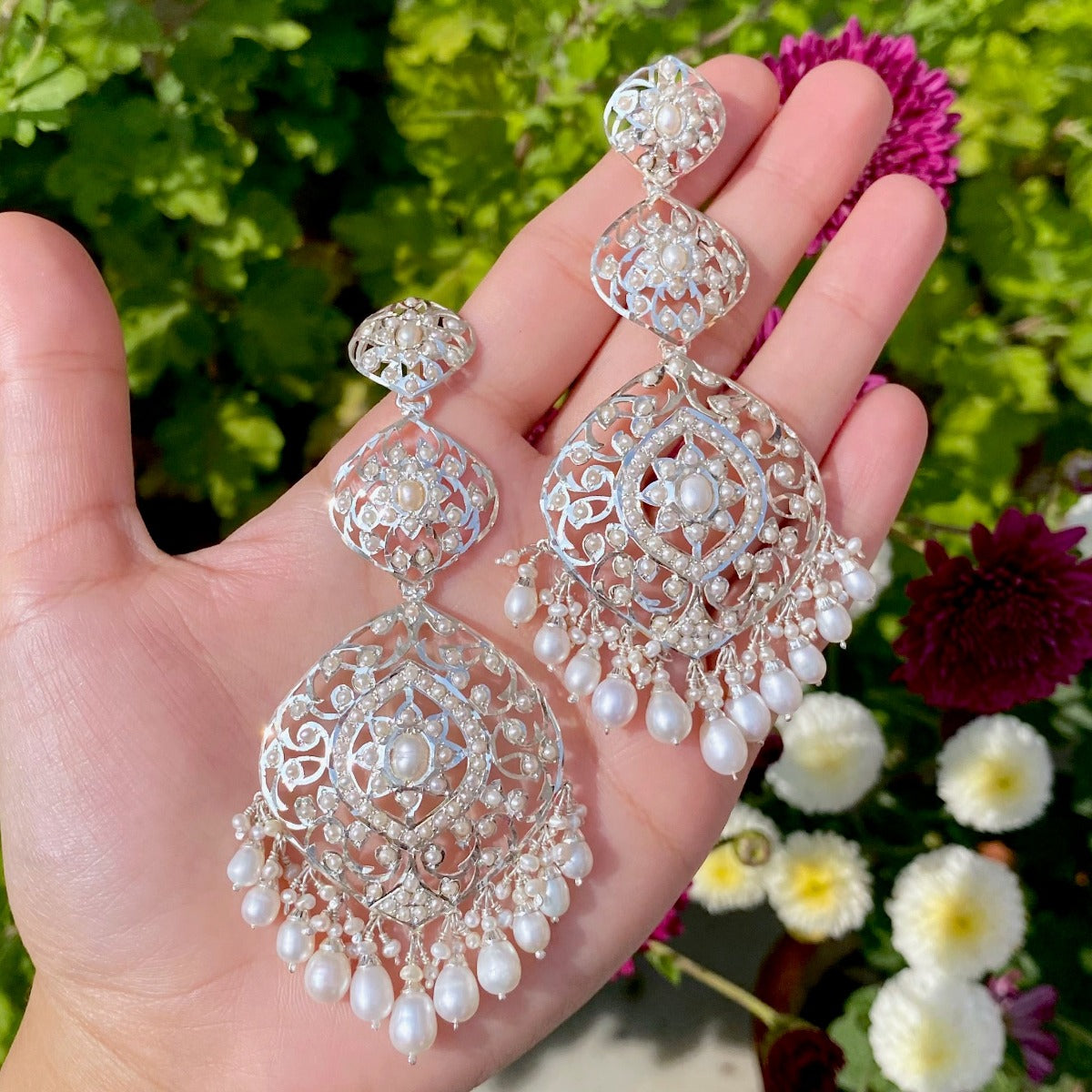 Peach Color Heavy Earrings with Maang Tikka for Wedding | FashionCrab.com