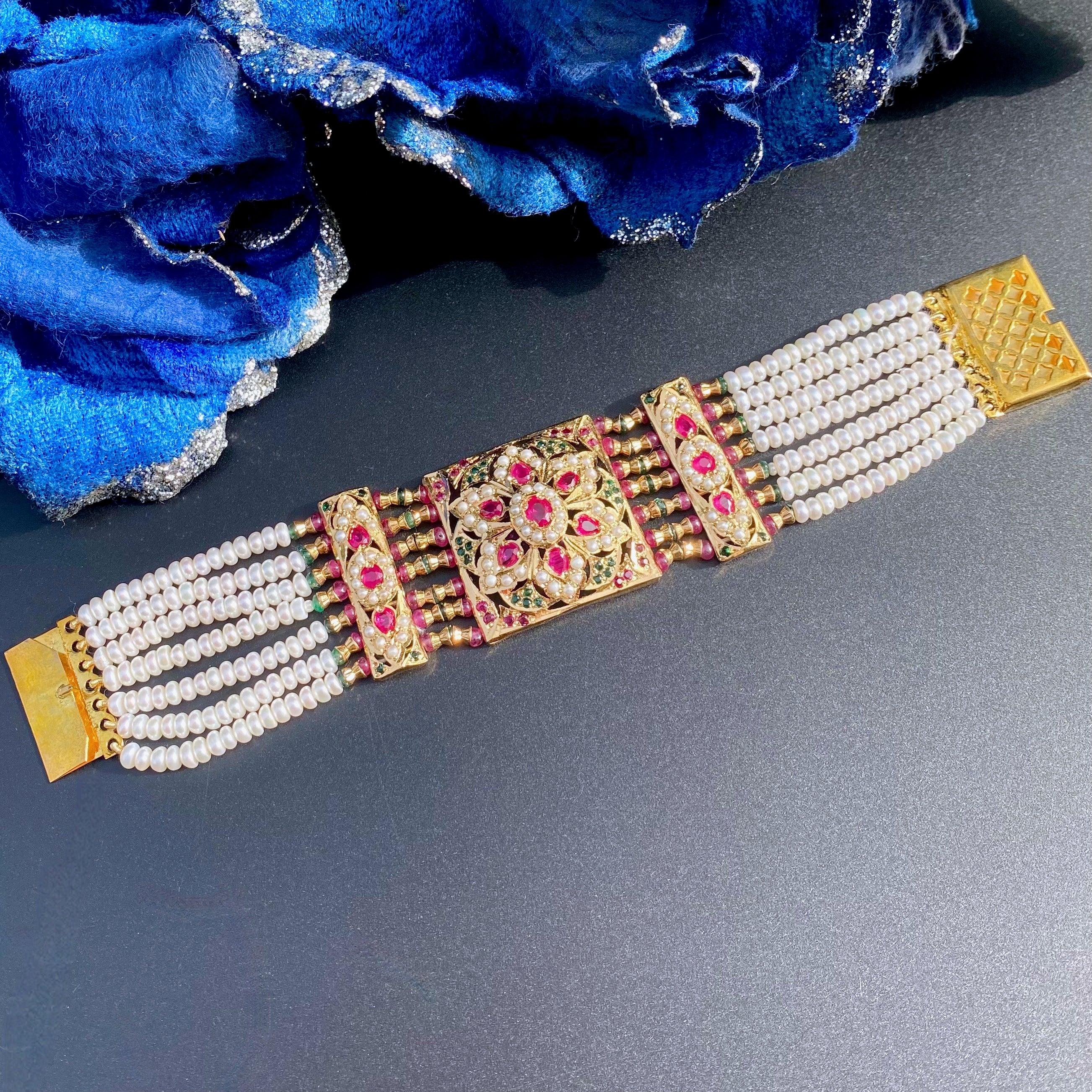 Traditional Rajasthani Dasti on 925 Silver with Gold Plating BG 135