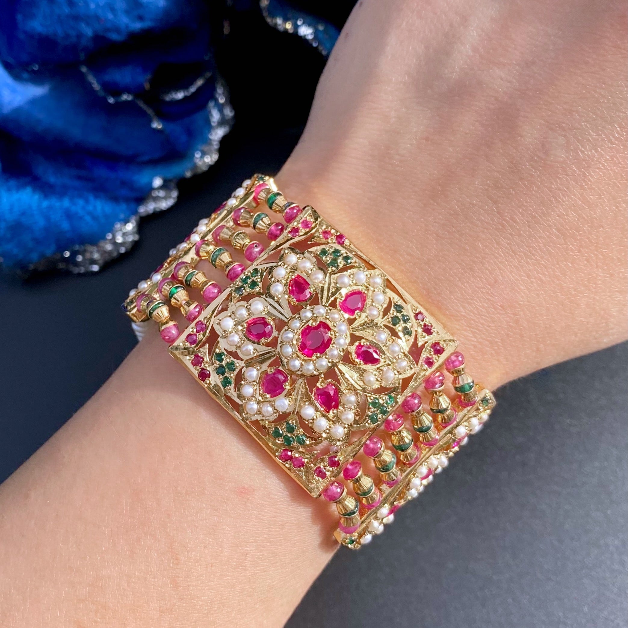 Traditional Rajasthani Dasti on 925 Silver with Gold Plating BG 135