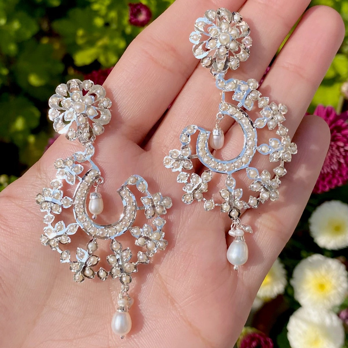 Party Wear Pearl Earrings | Stylish Silver Earrings | For Women SER 056