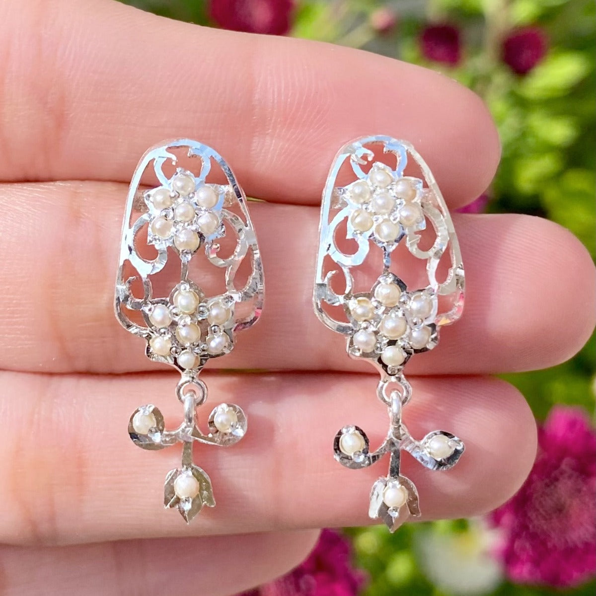 antique style silver studs for women