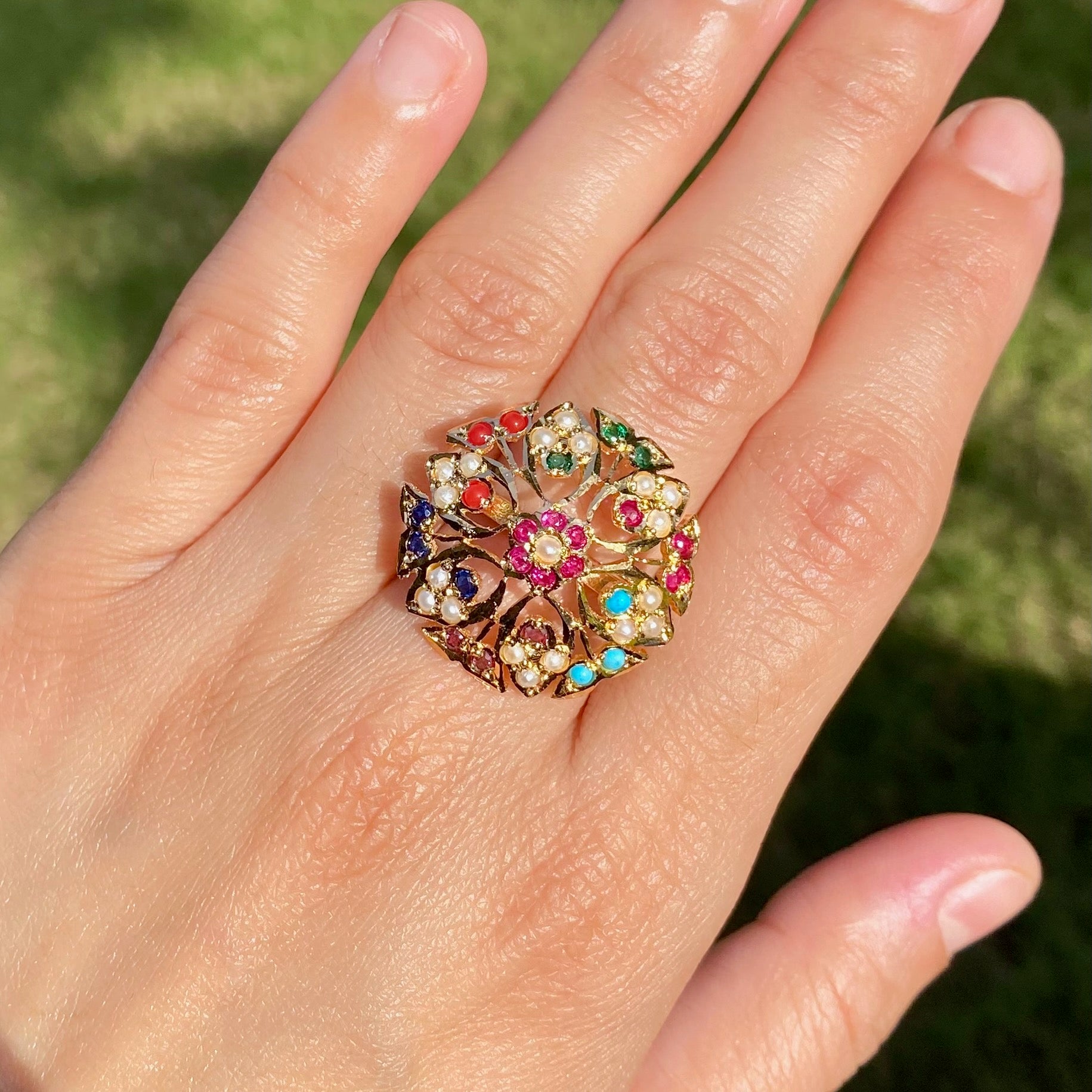Gold Plated Jadau Ring BLR 006