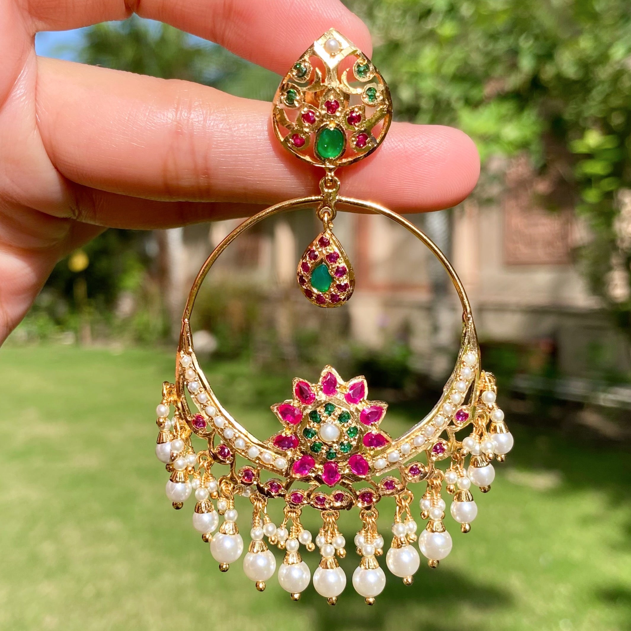 Gold Plated Earrings For Women | Immination Jadau Jewelry BER 029