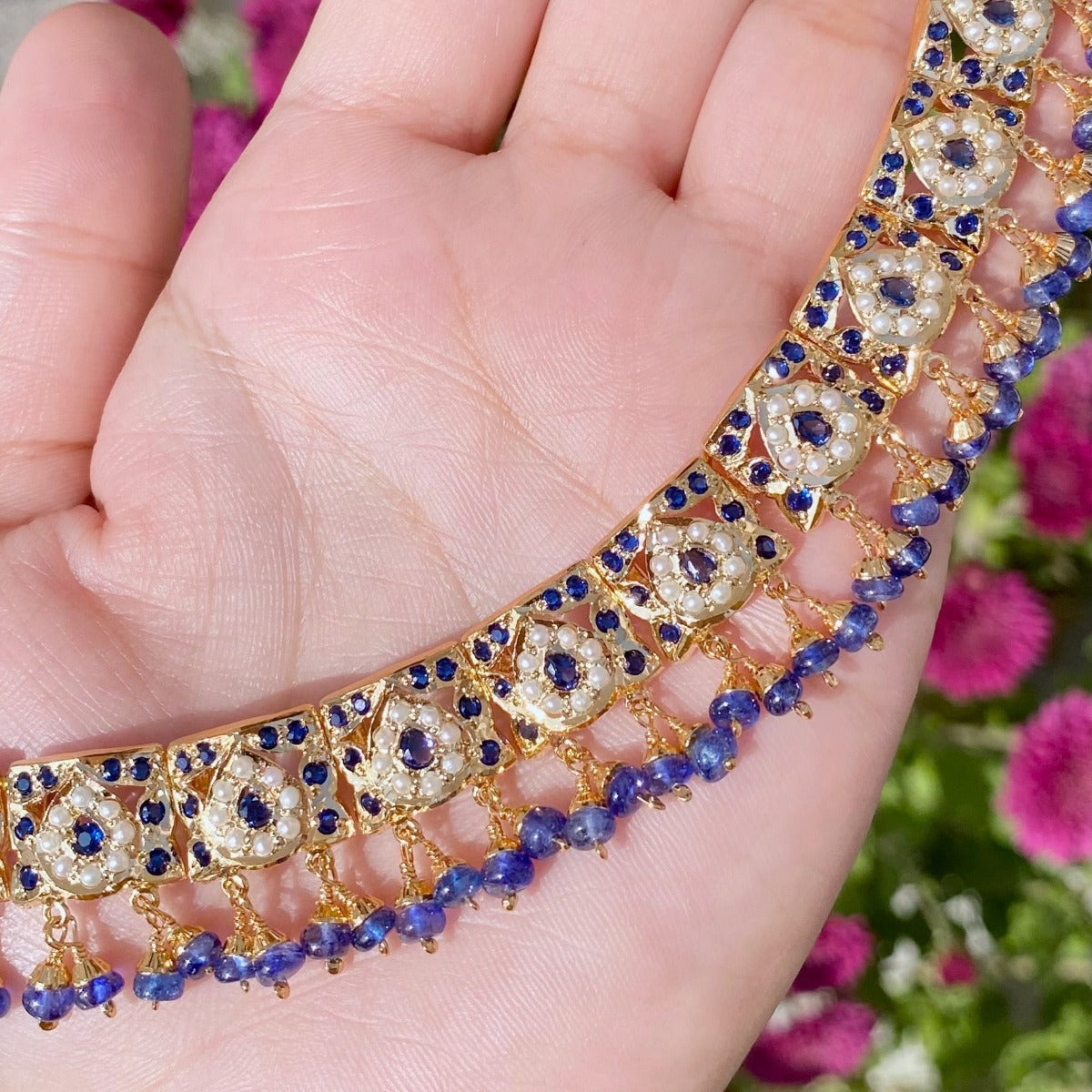 18k White Gold Filled Blue Necklace made w Swarovski Crystal Blue Stone  Gorgeous | eBay