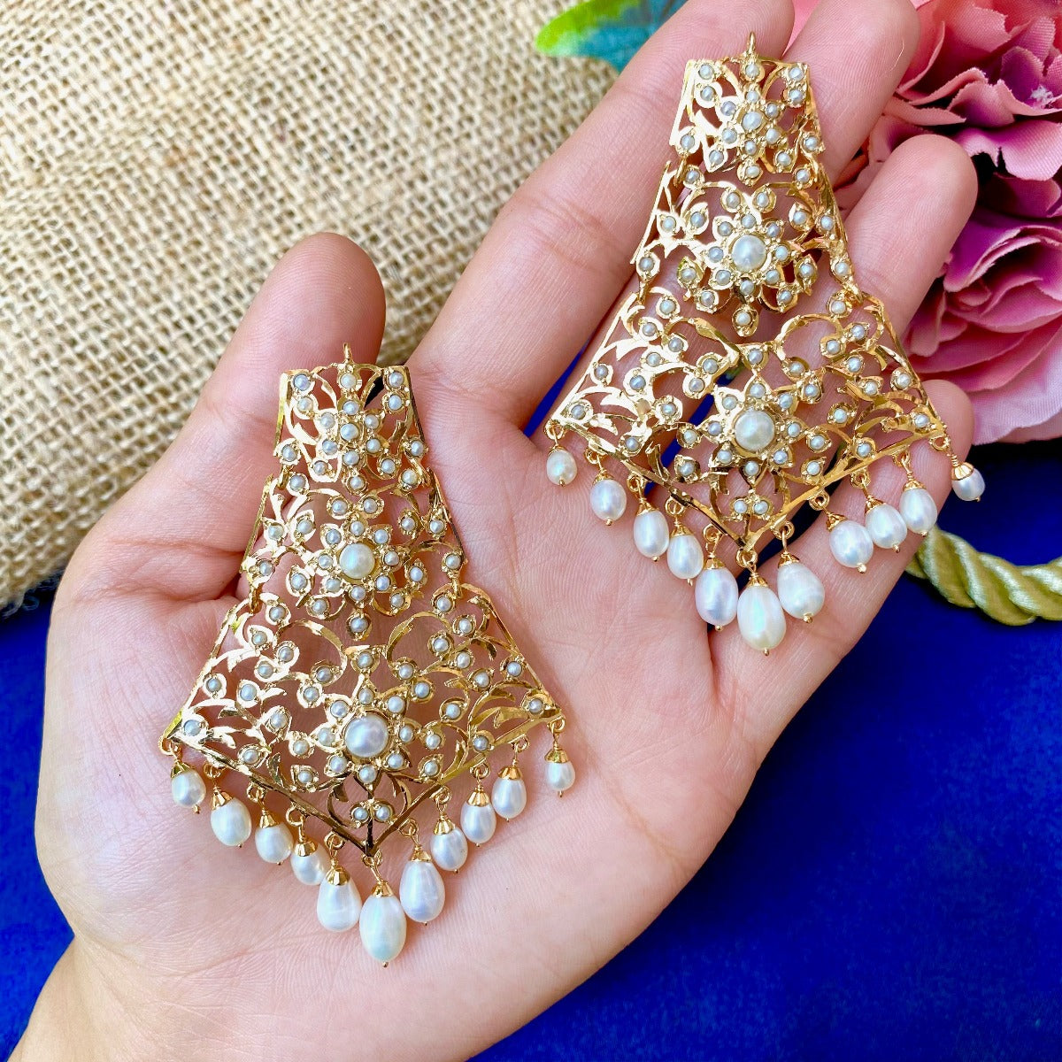 bohemian pearl drop earrings