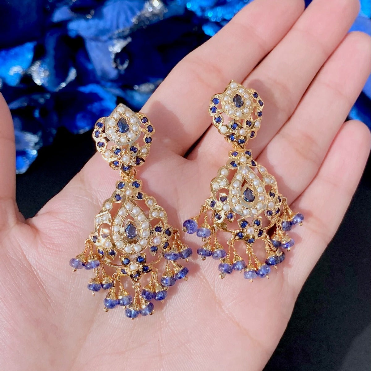 blue sapphire earrings for women