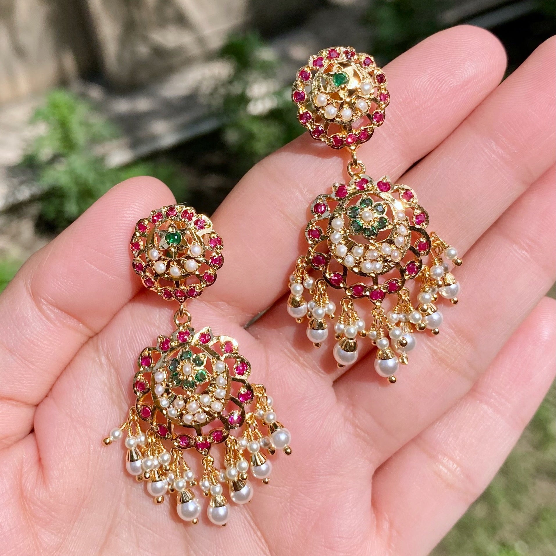 Floral Jadau Earrings | Gold Plated on Alloy Base BER 064