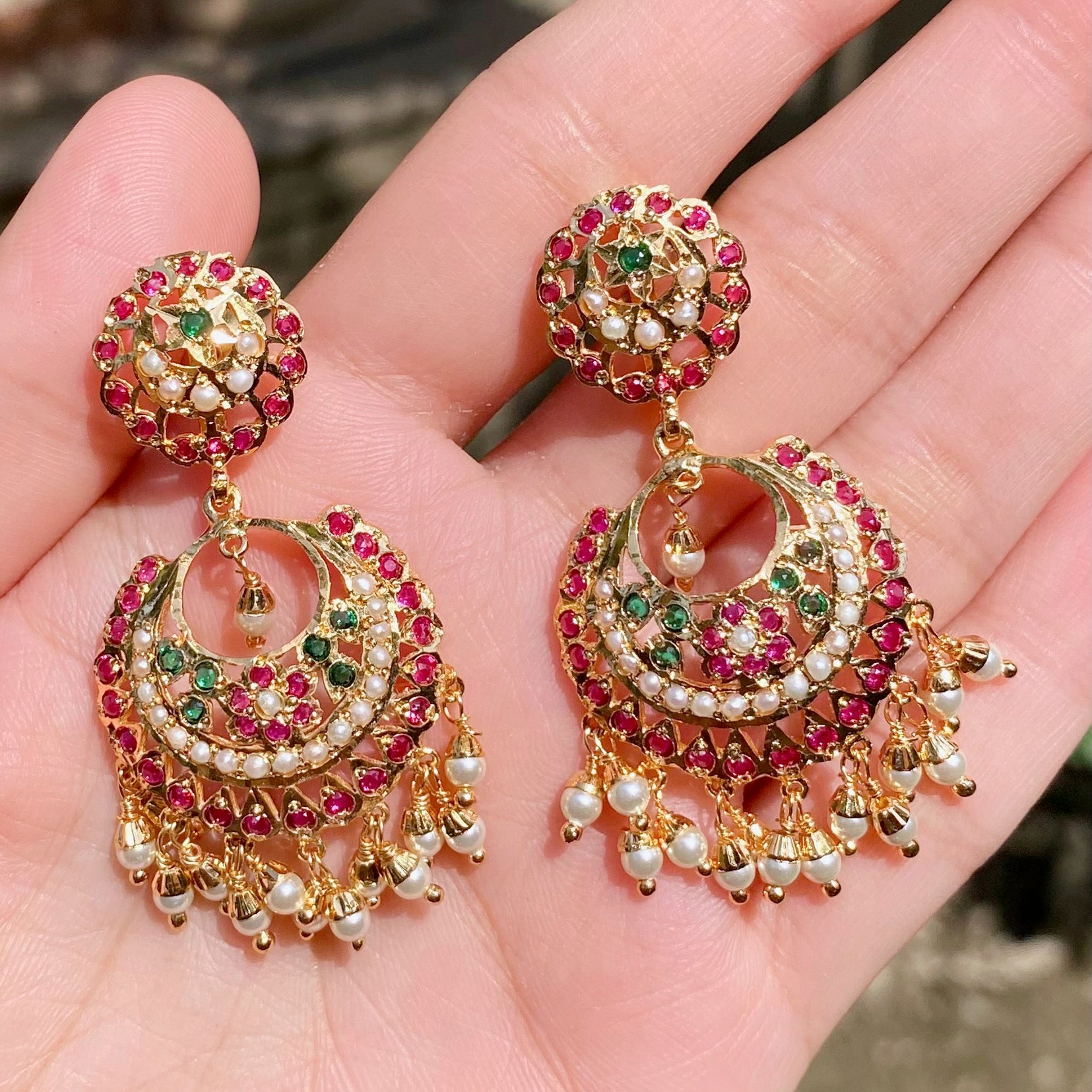 Elegant Jadau Chandbali Earrings BER 058