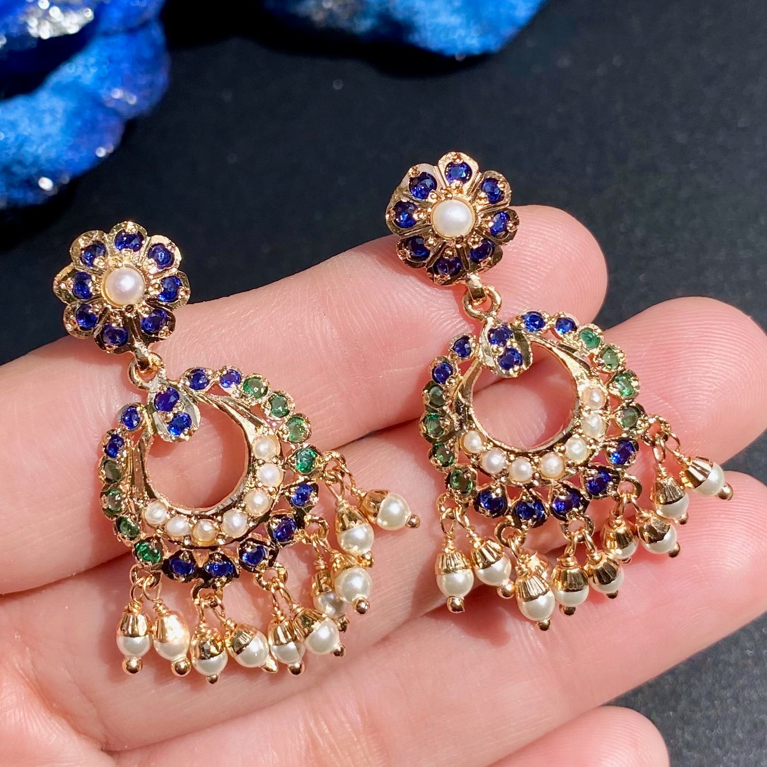 Cute Jadau Earrings | Premium Indian Fashion Jewelry BER 046