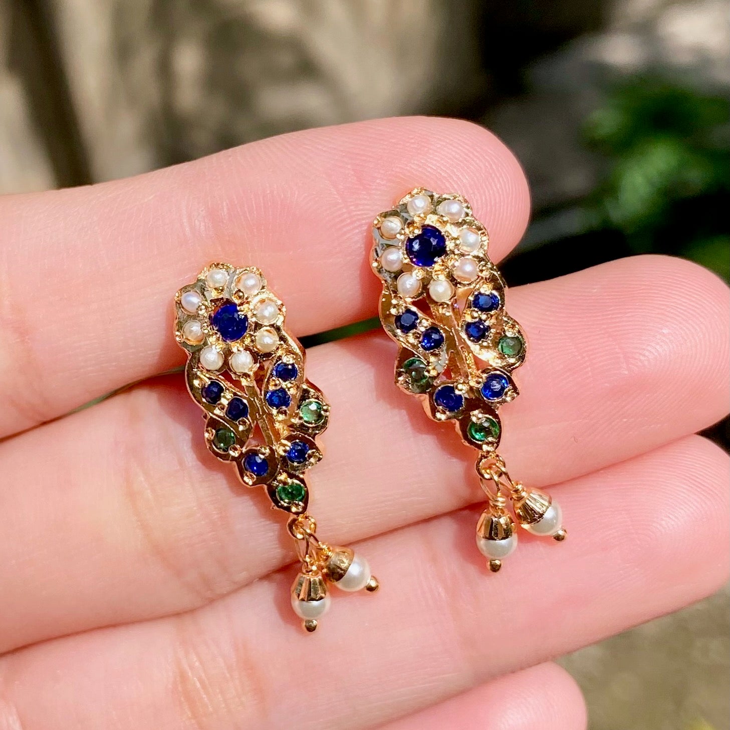 Cute Jadau Stud Earrings | Traditional Indian Jewelry on Brass Base BER 032