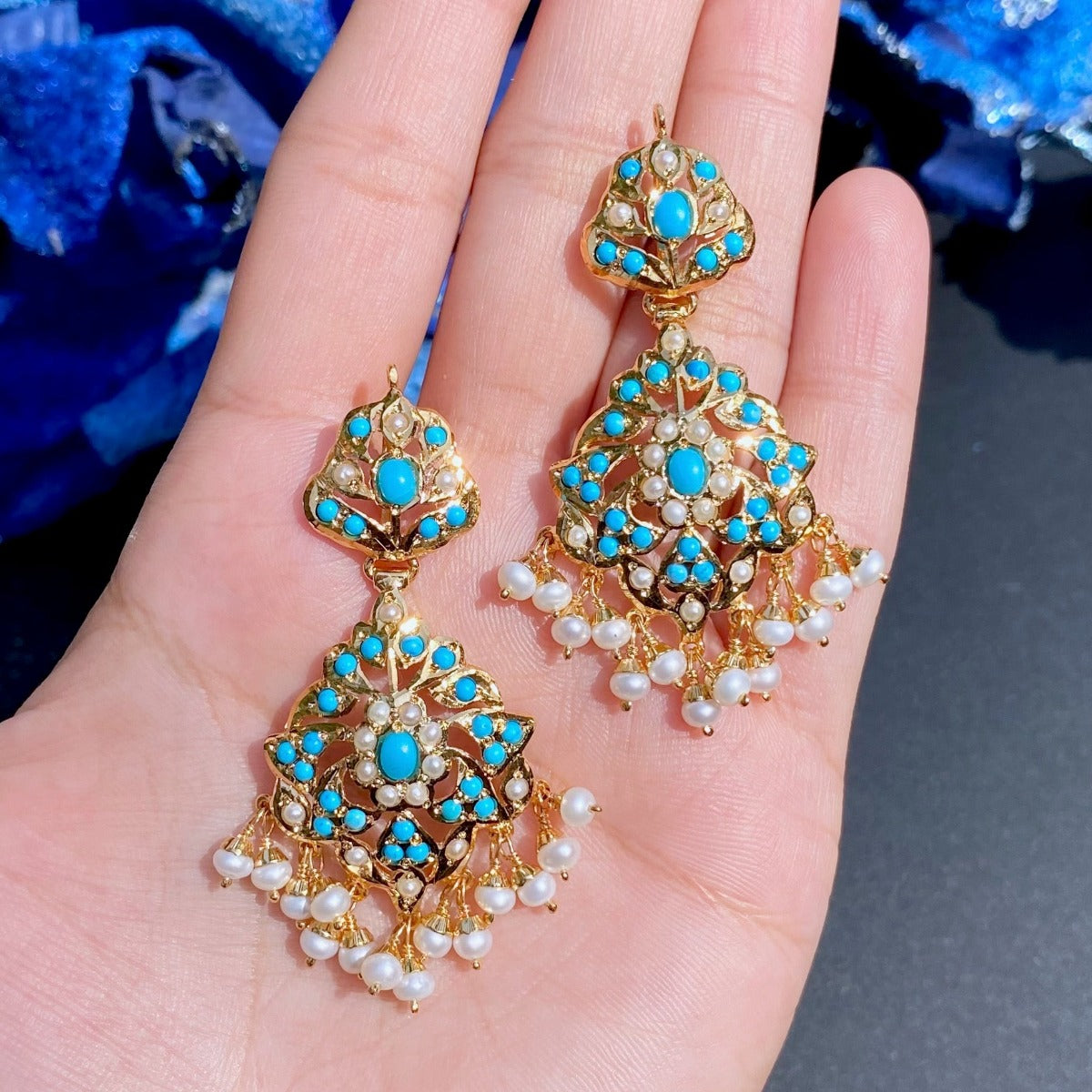 rajasthani design feroza earrings