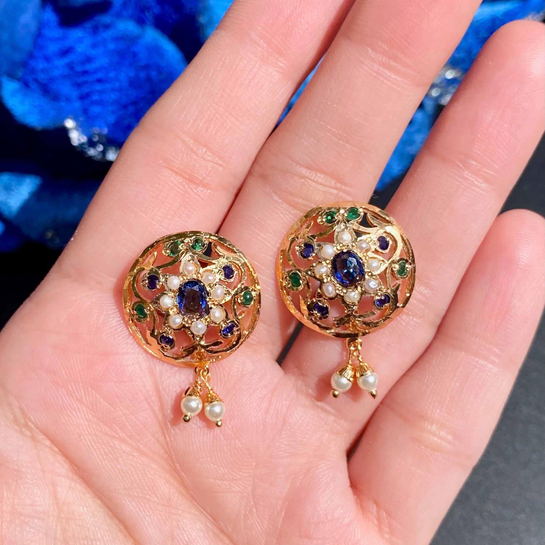 Minimal Jadau Stud Earrings For Women BER 043