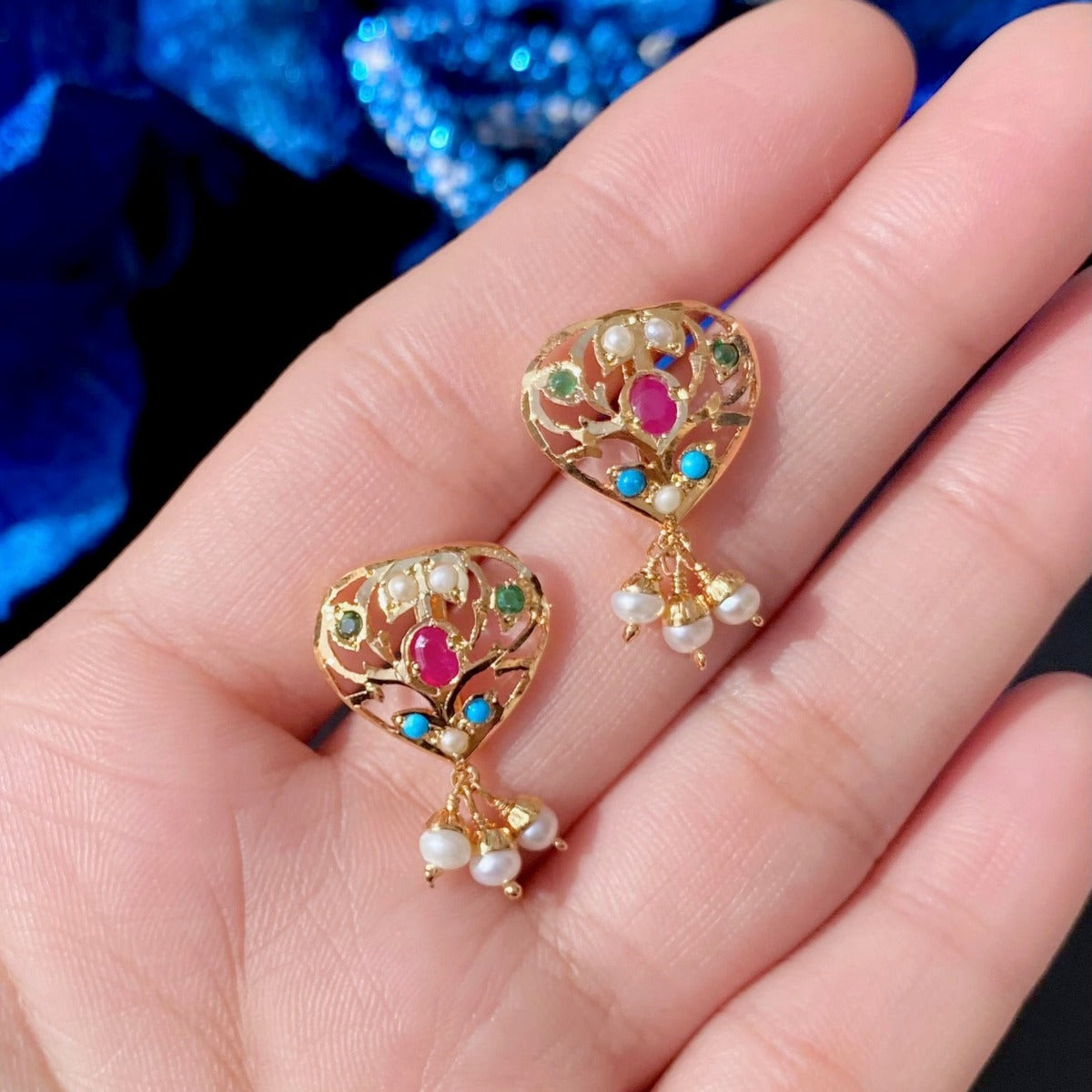 small navratna earrings