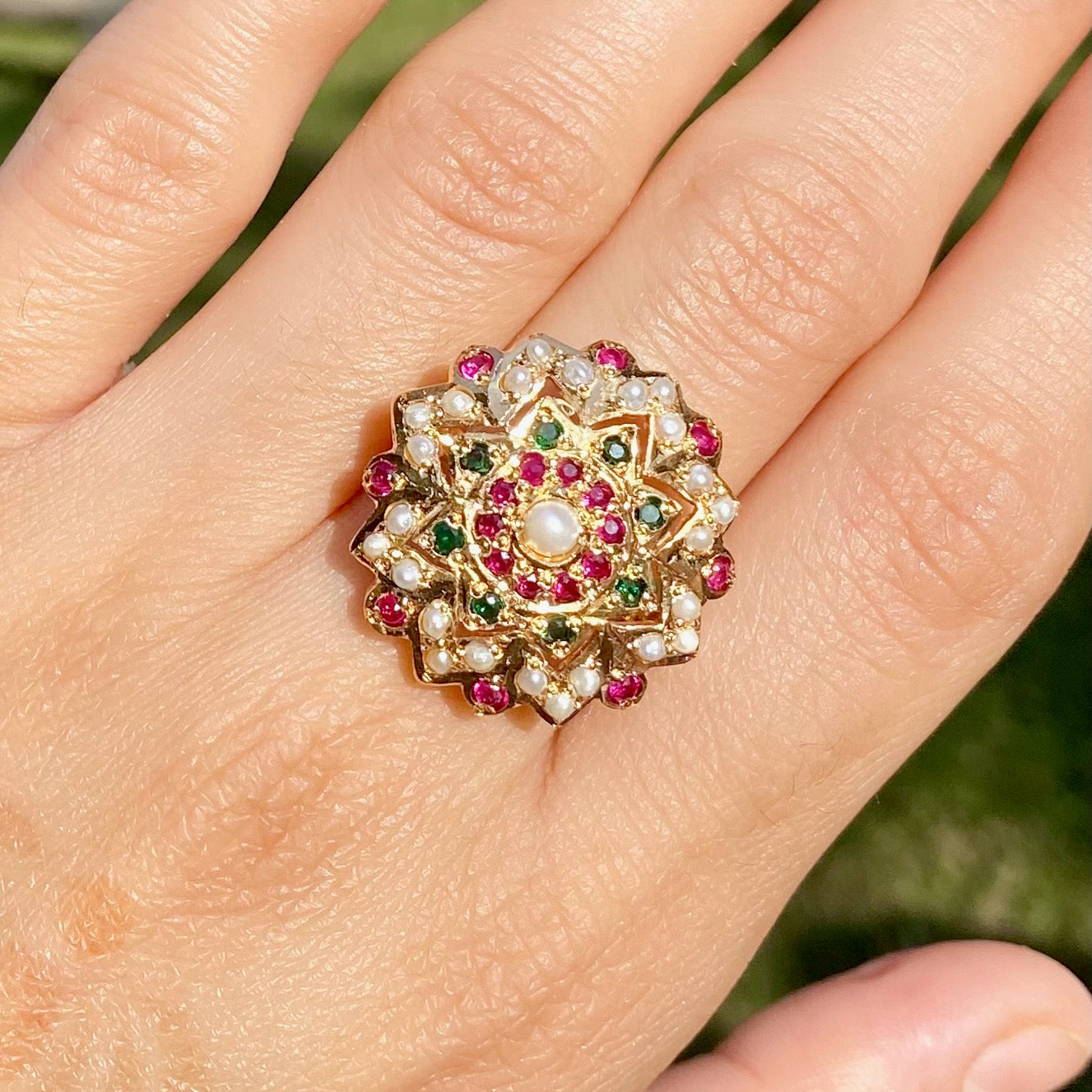 Multicolored Jadau Ring for Women BLR 021