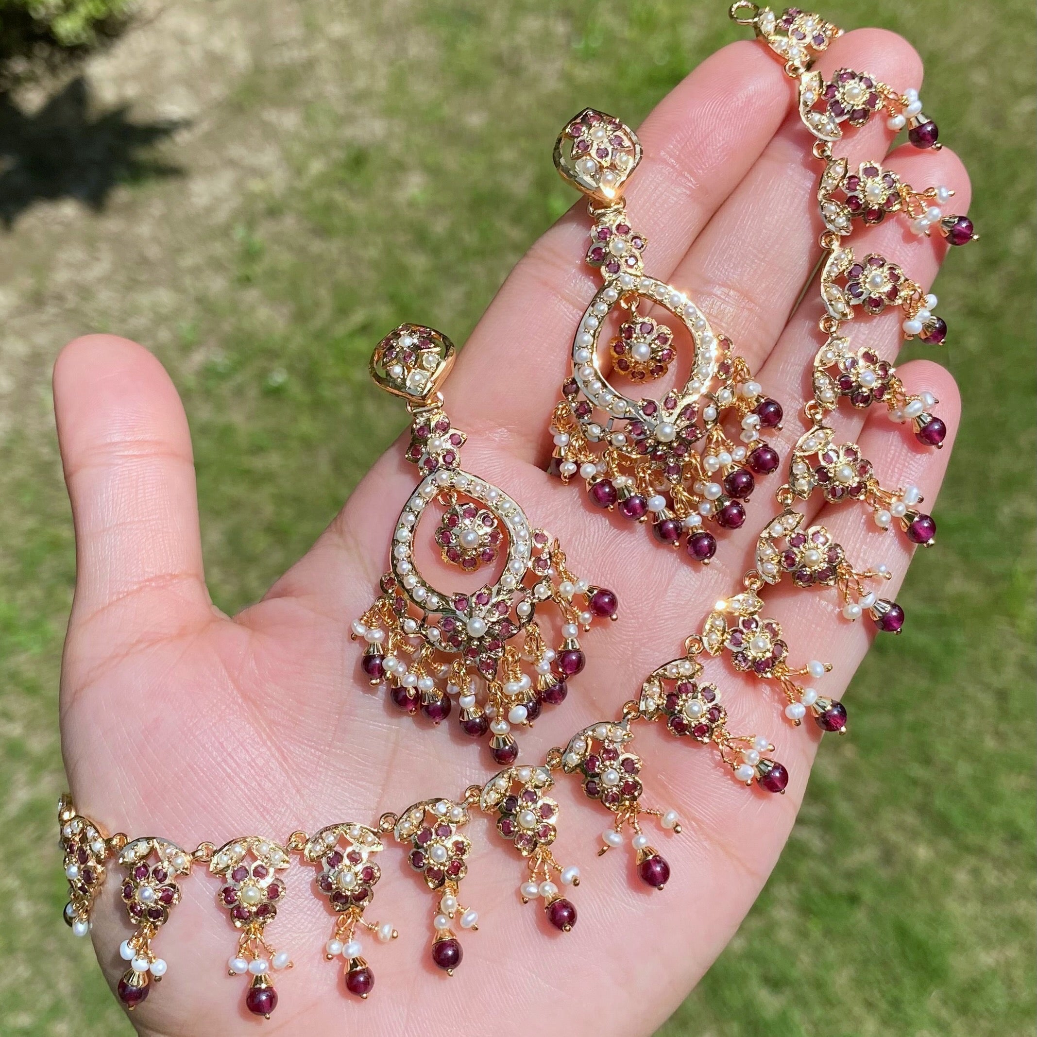 garnet necklace set