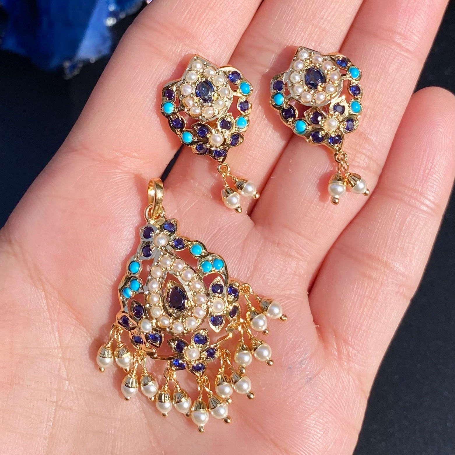Pendant & Earrings | Artificial Jadau Jewelry Set BPS 001