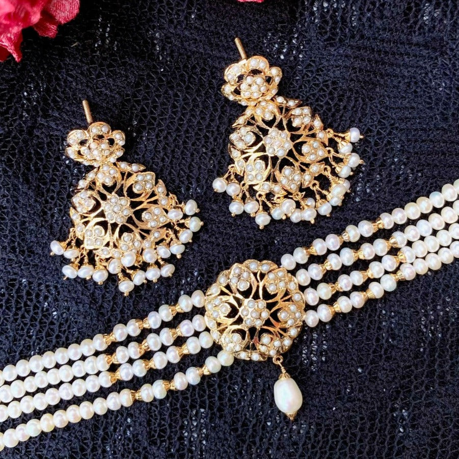pearl choker necklace set