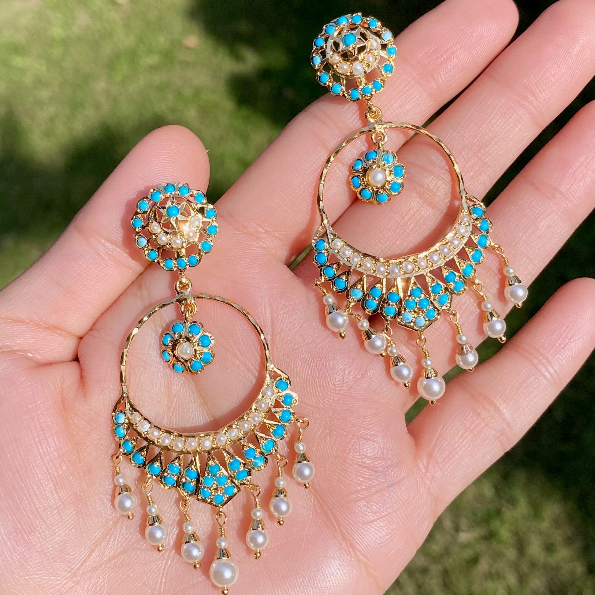 Feroza Danglers | Artificial Jadau Earrings BER 066