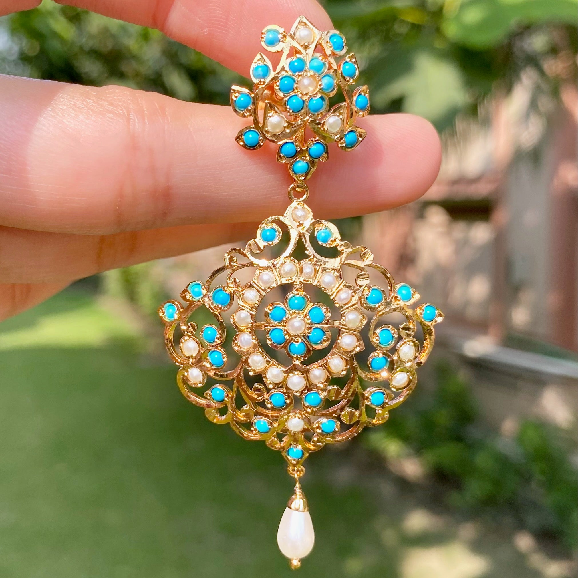 Gold Plated Jadau Earrings | Handmade Artificial Jewelry Online BER 076