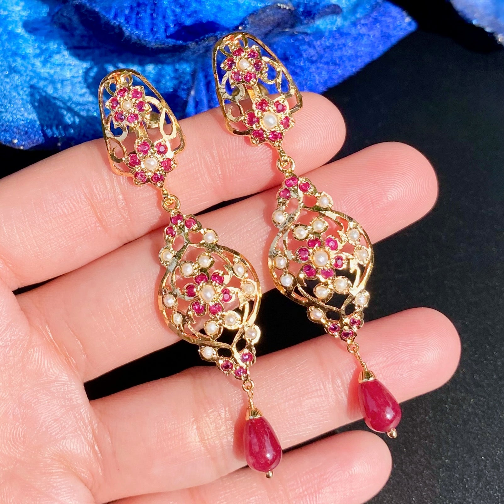 Gold Plated Jadau Danglers | Low Cost Artificial Jewelry BER 077