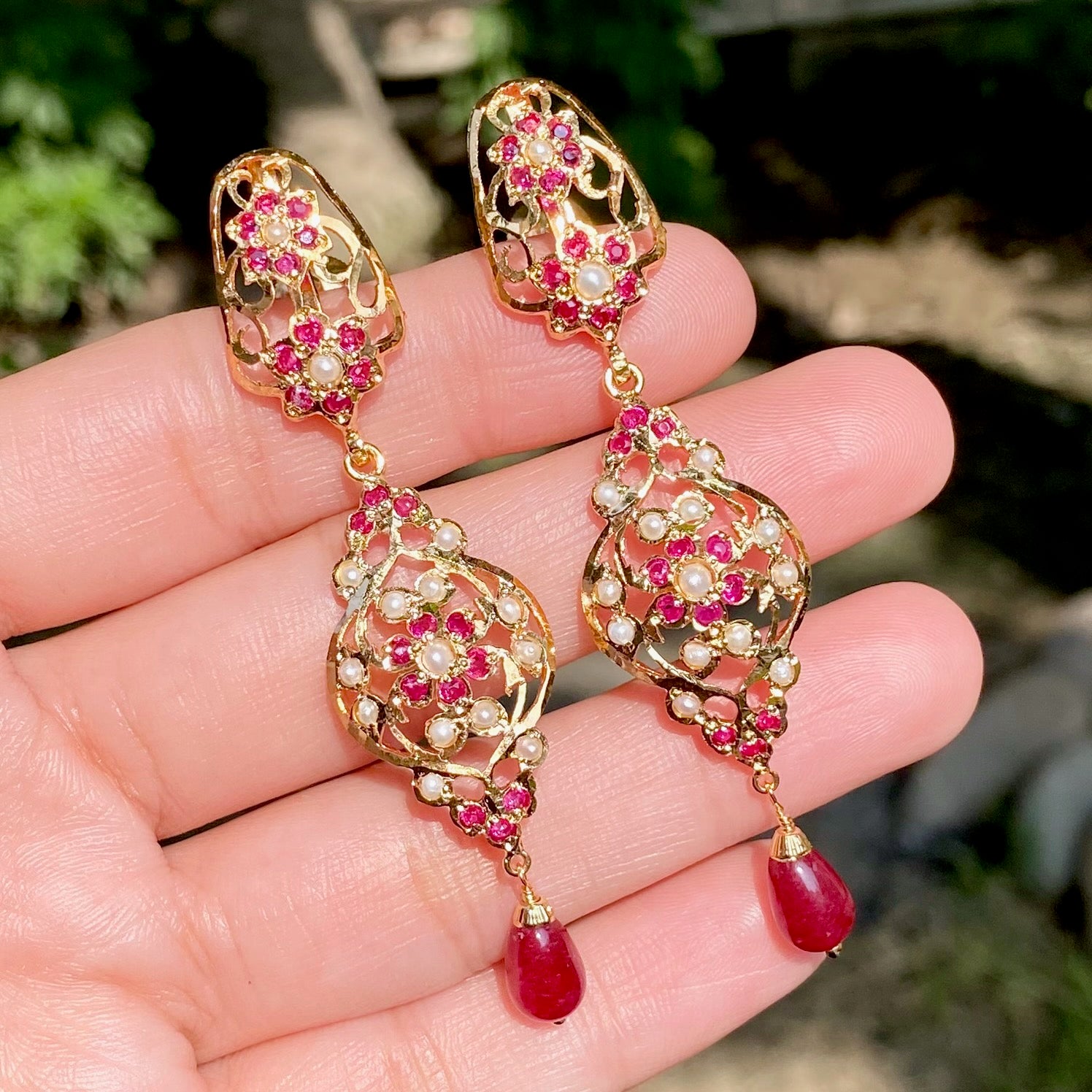 Gold Plated Jadau Danglers | Low Cost Artificial Jewelry BER 077